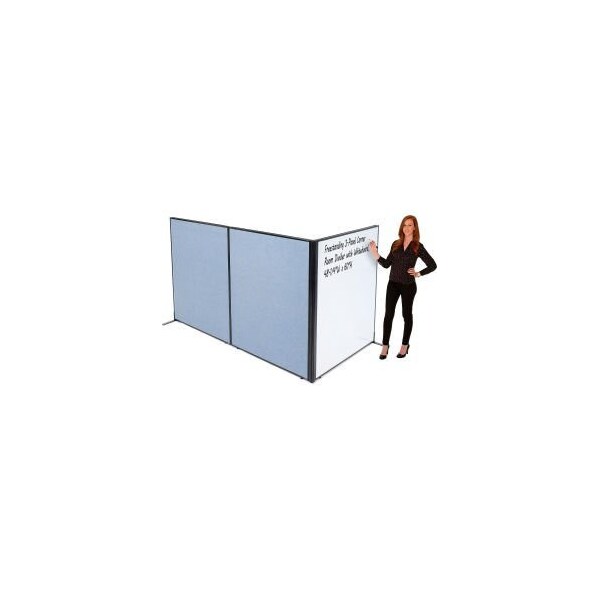 Global Equipment Interion Freestanding 3-Panel Corner Room Divider with Whiteboard, 48-1/4"W x 60"H, Blue 695169BL - main